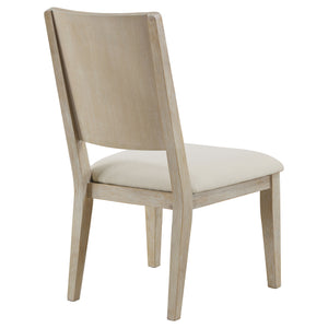 English Elm Verdugo White Washed Cushioned Dining Chair Set of 2 — Rustic Farmhouse Beige Upholstered Comfort, Solid Wood Durable Elegance B062P299978