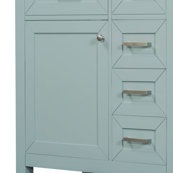 English Elm 30" Modern Bathroom Vanity Cabinet Base with 3 Drawers, Solid Frame MDF, Undermount Ready, 200lb Capacity Green WF321000AAF