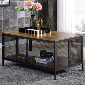 English Elm Foldable Rectangular Coffee Table — Space-Saving Antique Oak & Black Design, Stylish Durable Organizer Accent (96) B016P313977