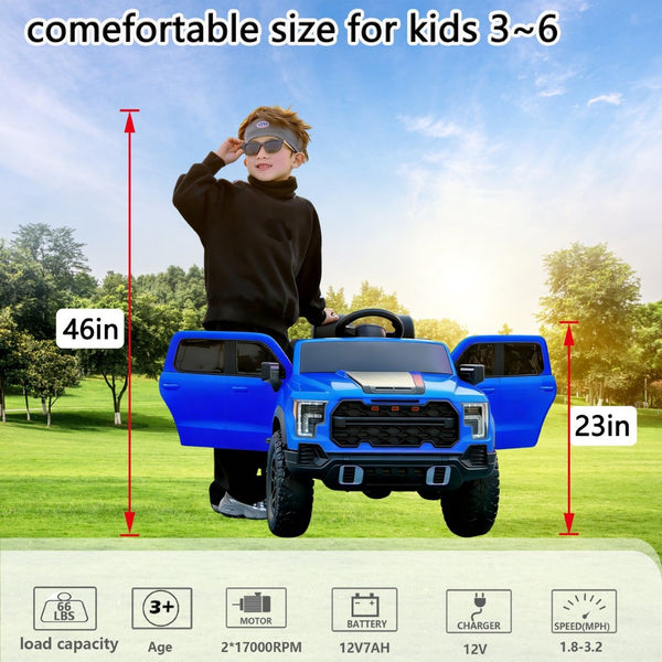English Elm 12v Kids Ride-on Toy Car with Parental Remote Shock Absorbing Safe Slow Start Blue W1760P426782