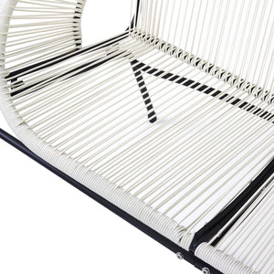 English Elm Christopher Knight Home® - CONDESSA Modern Outdoor Wicker Loveseat with Hammock Weave, Durable PE Rattan & Powder Coat Iron Frame Black,Ivory White N775P241727W