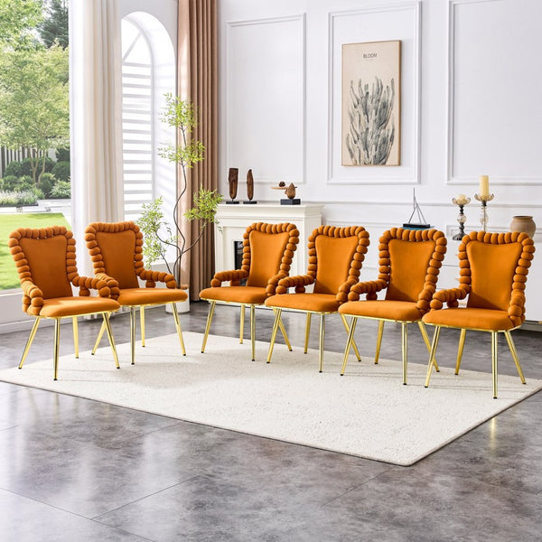 English Elm Set of 2 Sculptural Bubble Backrest Velvet Dining Chairs with Gleaming Gold Legs W3875P370855