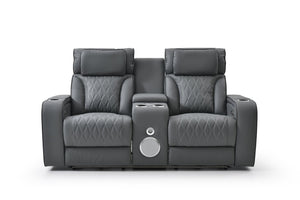 English Elm Lumin Power Reclining Loveseat with Led Lighting Bluetooth Speakers and Usb Ports Gray B078P497927