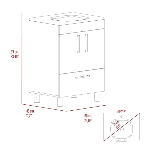 English Elm Single Bathroom Vanity with Sink and Shelf, Engineered Wood Cabinet, One Door, Modern Design, FSC Compliant Black 30.71 L x 23.62 W x 7.87 H B097S00150