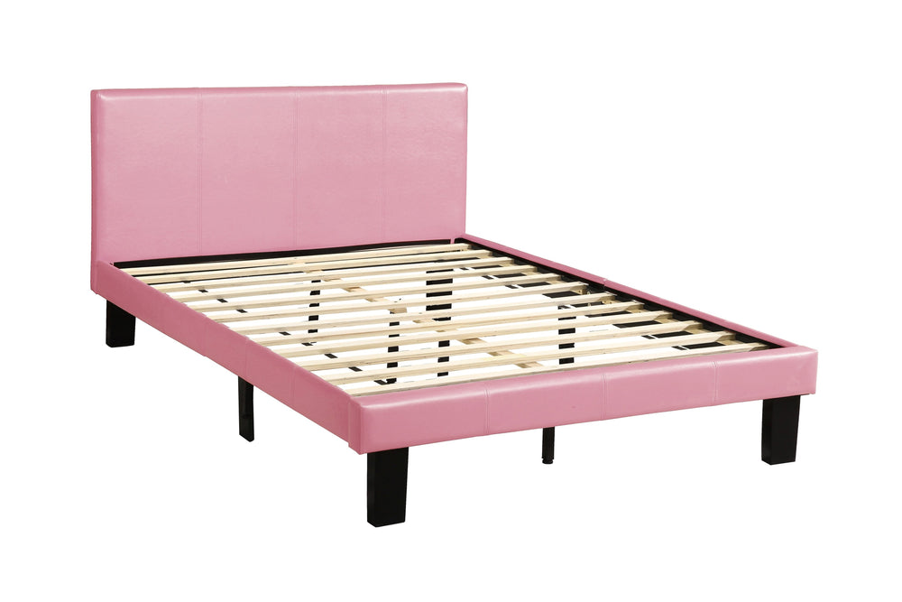 English Elm Simple Modern Faux Leather Upholstered Full Bed with Sturdy Wooden Slats, Streamlined Headboard Design for Comfortable Sleep and Durable Support Espresso,Pink 45 L x 29 W x 4 H B011P396732