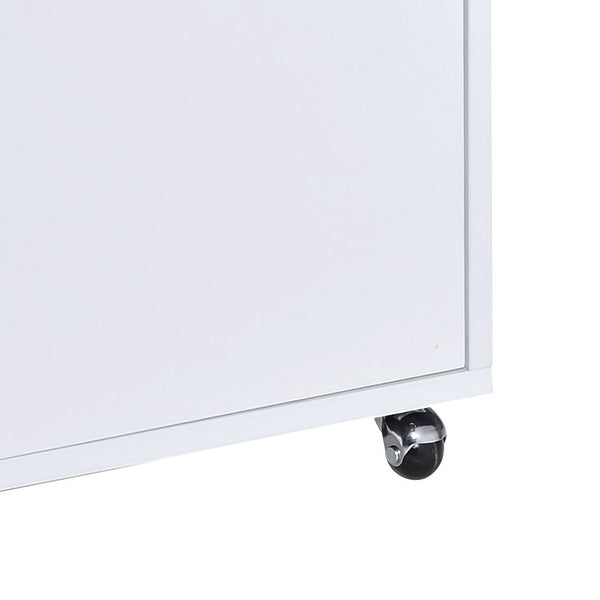 English Elm White High Gloss Contemporary 3-Drawer File Cabinet on Casters — Sleek Space-Saving Office Storage, Durable Finish B062P185691