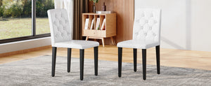 English Elm 4-piece Brown Suede Dining Chair Set with Tufted Back and Walnut Metal Legs White+Black W1151P361173