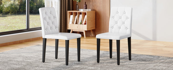 English Elm 4-piece Brown Suede Dining Chair Set with Tufted Back and Walnut Metal Legs White+Black W1151P361173