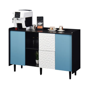 English Elm Sideboard Buffet Cabinet - Modern Black & Blue Storage Solution With Drawers For Dining & Kitchen Decor W409P176594-GIGA