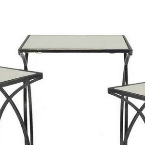 English Elm Buckley Black Metal Plant Stand with Mirrored Shelves for Glam Living Room Decor B056P416872
