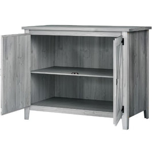 English Elm Wooden Fir Outdoor Storage Cabinet with Barn Doors Shelf and Raised Base for Patios T3971P422813