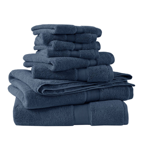 JLA Home Madison Park Signature - Ultra-Soft 100% Cotton Towels | 800 GSM Plush Spa-Quality Set with Antimicrobial Finish, Oeko‑Tex Safe Slate Blue MPS73-199