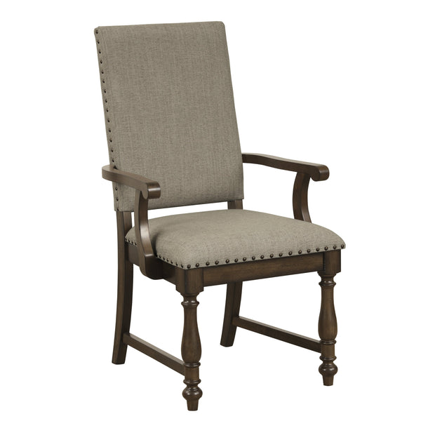 English Elm Traditional Stonington Side Chairs Set of 2 Beige Upholstered Nailhead Trim Oak Veneer Wood Dining Seats Elegantly Crafted 42" Brown Mix 42.75 L x 21.25 W x 17.5 H B011P188433
