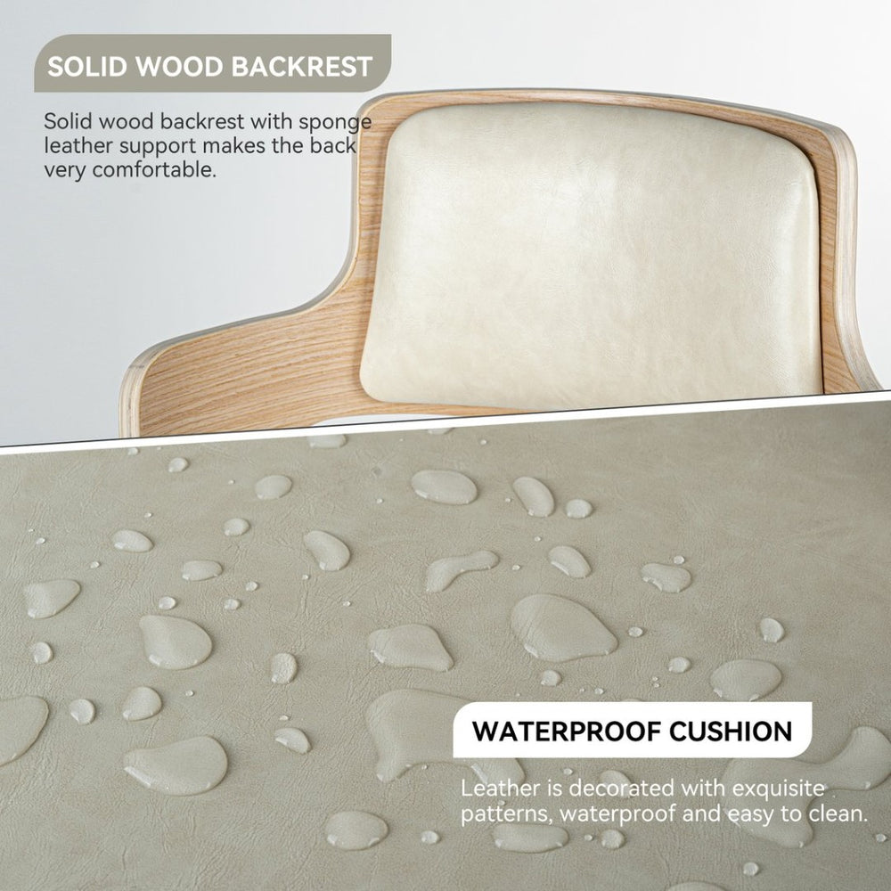 English Elm Swivel Bar Stools Set Of 2 - Stylish Beige Pu Leather, Adjustable Height, Ergonomic Comfort & Stability T3950P396625-GIGA