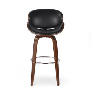 English Elm Christopher Knight Home® - 30" Mid-Century Modern Upholstered Swivel Barstool with Beech Frame, Concave Seat, Easy-Clean Leather Finish Black 67493.00PUMDNT