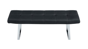 English Elm Dining Bench Faux Leather Upholstered Seat with Arched Metal Legs for Modern Interiors W3493P449289