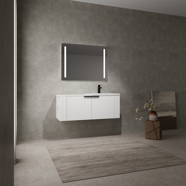 English Elm 48 Modern Bathroom Vanity Sink Combo with Soft-Close Doors, Engineered Wood, Spacious Storage, Easy Assembly Ameican White Oak W1972S00012
