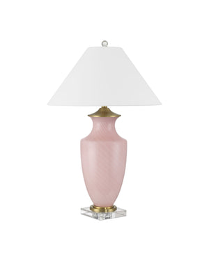 Currey & Company Lucy Pink Table Lamp – Exquisite Venetian Zanfirico Glass, Crystal Base & Elegant Brass Accent Shade Pink Glass ,Optic Crystal 6000-1023-currey-company