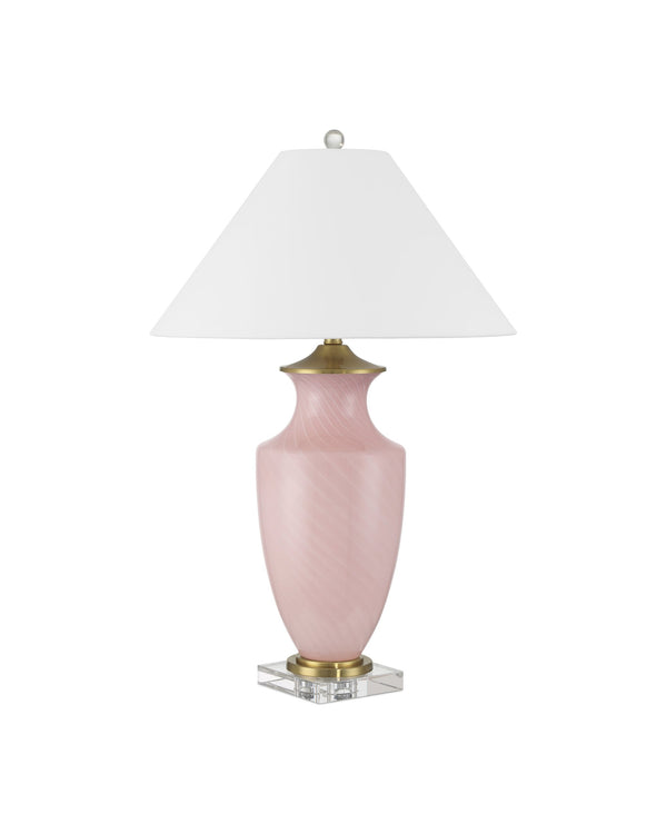 Currey & Company Lucy Pink Table Lamp – Exquisite Venetian Zanfirico Glass, Crystal Base & Elegant Brass Accent Shade Pink Glass ,Optic Crystal 6000-1023-currey-company