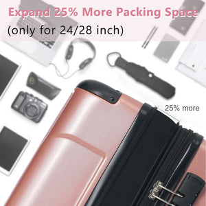 English Elm Hardshell Abs Checked Suitcase with 360 Spinner Wheels Expandable Tsa Lock 28 Inch Rose Pink N730P296747W