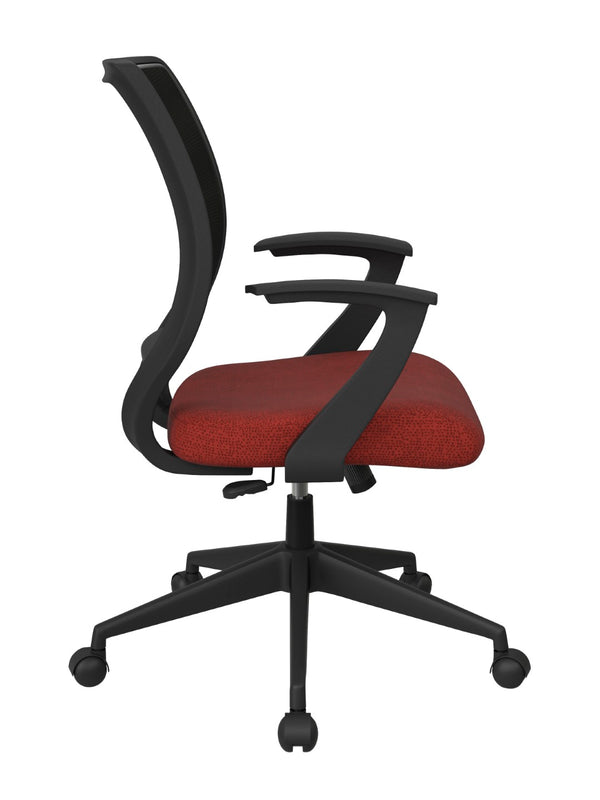 OSP Home Furnishings Screen Back Ergonomic Mesh Task Chair with Lumbar Support and T Arms for Home Office Cherry EM51022N-K013