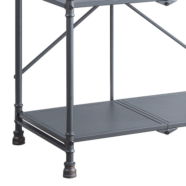 English Elm Sandy Industrial 3-Tier Console Table, Foldable Water-Pipe Shelves in Sandy Black Dark Bronze Finish — Durable Metal Storage & Rustic Display Piece for Home Entryway or Living Room B062P186469