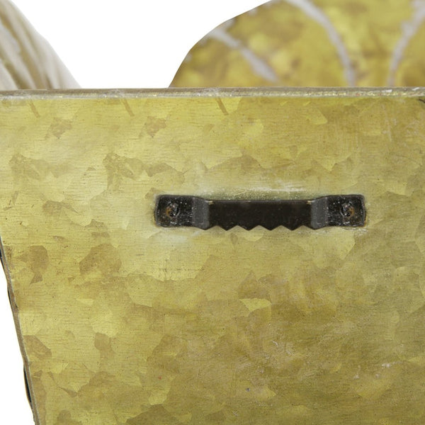 English Elm Set of 3 Zinc Planters with Aged Golden Patina for Rustic Farmhouse Indoor Decor W2078P498328