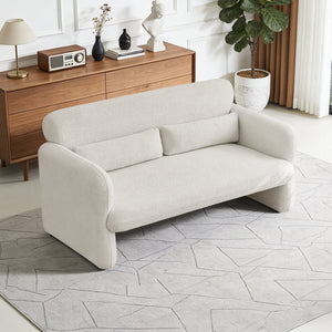 English Elm Best-selling Boucle Cloud Loveseat Velvet Upholstered 2 Seater with Lumbar Pillow Beige W1765P334058