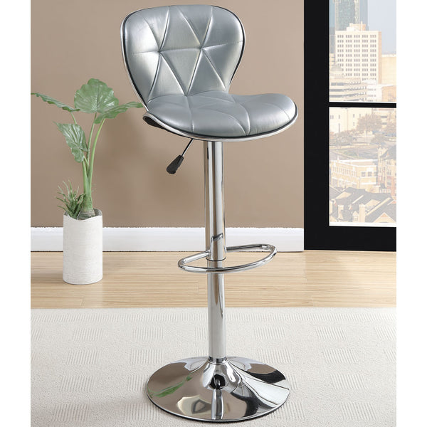 English Elm Adjustable Silver Barstool Set of 2 with Swivel, Triangle Tufted Faux Leather, Chrome Base, Height Adjustable B089P390146