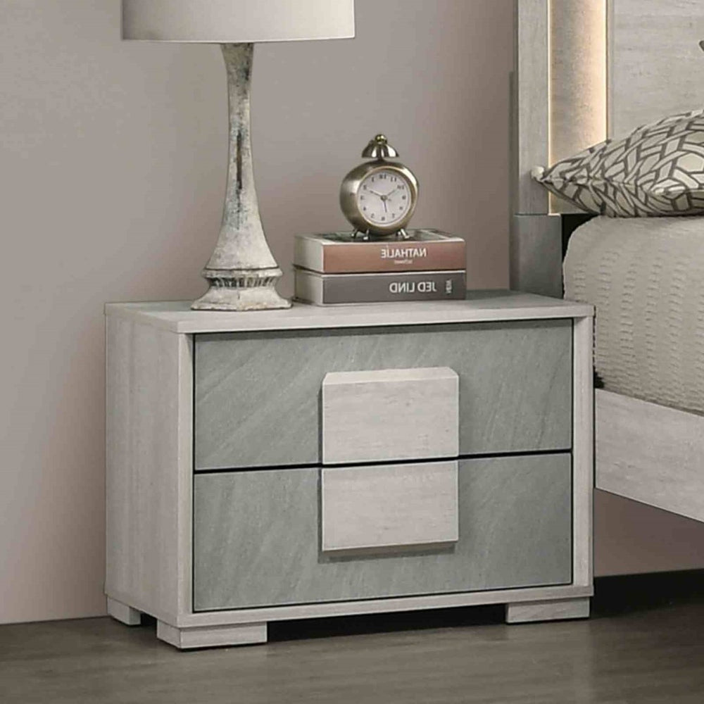 English Elm Contemporary Glam Nightstand Glossy White Lacquer Chrome Legs Dovetail Drawer Bedroom B2741P435291