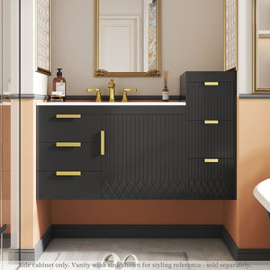 English Elm Wall Mounted Floating Cabinet with Adjustable Height and Modular Design for Custom Bathroom Storage Black N710P324099B