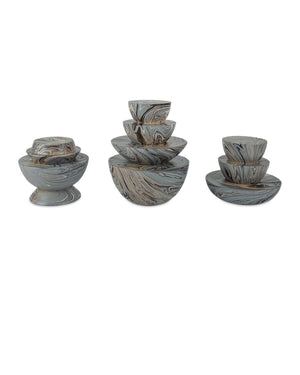 Currey & Company Marbleized Stacking Box Set Of 3 - Elegant Gray Decorative Containers For Stylish Home Storage Gray Wood 1200-1049-currey-company