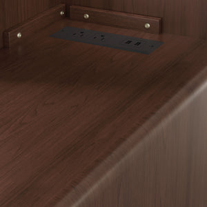 English Elm End Table With Charging Station, Ample Storage & Warm Walnut Finish For Bedroom Or Living Room W2593P289144