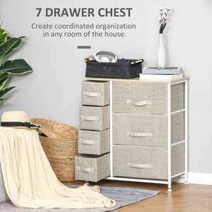 English Elm HOMCOM 7-Drawer Fabric Dresser Tower with Metal Frame, Space-Saving Organizer for Bedroom & Closet W2225P217729