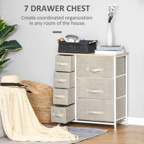 English Elm HOMCOM 7-Drawer Fabric Dresser Tower with Metal Frame, Space-Saving Organizer for Bedroom & Closet W2225P217729