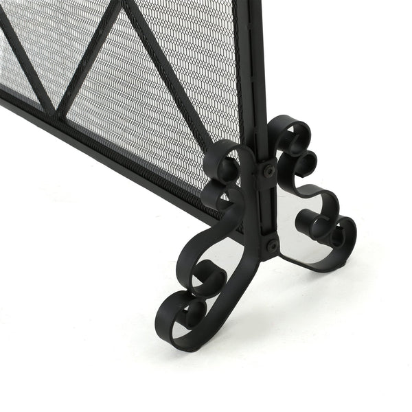 English Elm Christopher Knight Home® - FIRE Iron Single-Panel Fireplace Screen with Diamond Mesh Design, Ember Protection, Multiple Finishes 61126.00BLK