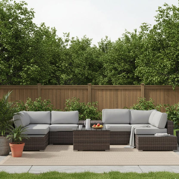 English Elm Fully Assembled Rattan Wicker Patio Seating Set For 4 - Stylish, Durable & Easy Care Furniture! B120S00268