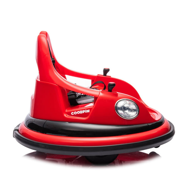 English Elm 12v Kids Ride on Bumper Car with 360 Spin Led Lights Bluetooth and Parental Remote Red W1578P198506