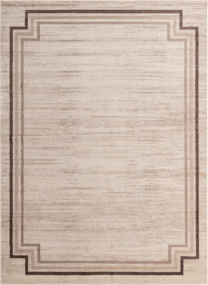 Unique Loom Oasis Fountain Machine Made Border Rug Brown, Beige/Light Brown/Ivory 9' 0" x 12' 2"