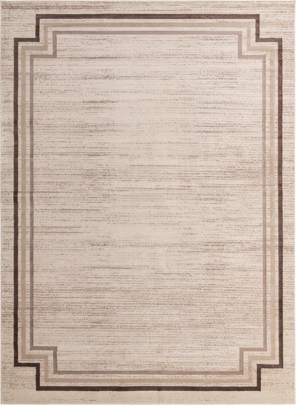 Unique Loom Oasis Fountain Machine Made Border Rug Brown, Beige/Light Brown/Ivory 9' 0" x 12' 2"