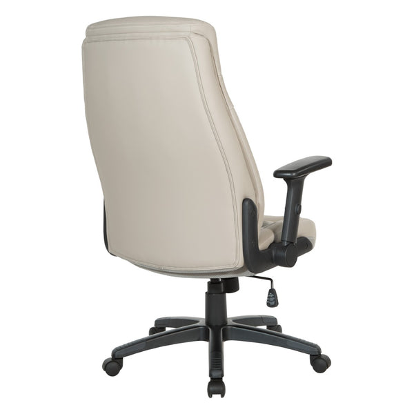 OSP Home Furnishings Exec Bonded Leather High Back Office Chair with Lumbar Support and Ergonomic Tilt Taupe EC90200-EC21