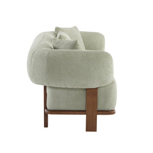 English Elm Round Arm Curved Sofa Plush Upholstered Mid-century Living Room Lounge Seating Light Green N771P270523L