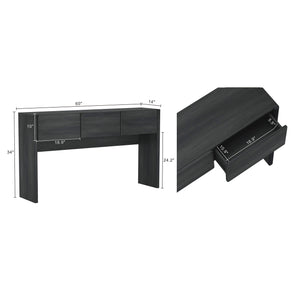 English Elm Linda Console Table Charcoal Gray with 3 Spacious Drawers, Sleek Hardware-Free Front, 60" L Modern Storage B365P398091