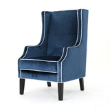 Christopher Knight Home® - Noble House - Eddison Traditional Cobalt Velvet Two Toned Club Chair with Light Blue Accent Pipping