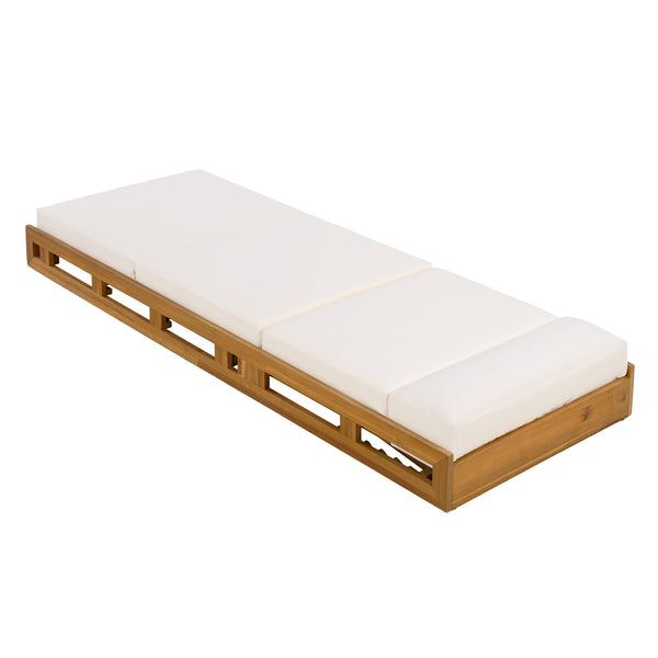 English Elm Christopher Knight Home® - Lounge Chaise Set - Adjustable Acacia Wood With Water-Resistant Cushions For Ultimate Comfort Outdoors N770P272405T_N770P285267C