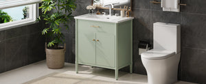 English Elm Christopher Knight Home® - 30 Inches Bathroom Vanity With Integrated Sink, Soft-Close Doors, Adjustable Shelf & Curved Design N817P299509G
