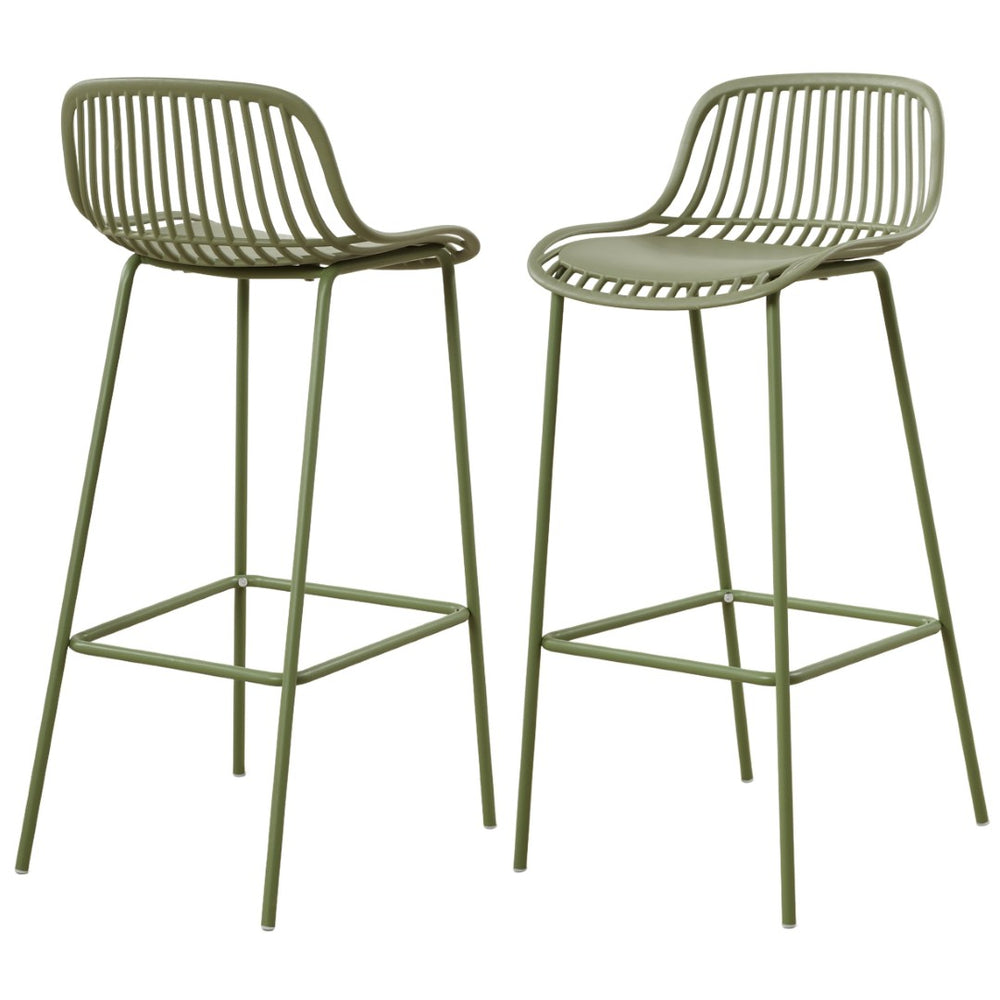 English Elm Benson Outdoor Stackable Barstools Set of 2 Uv Resistant Plastic Metal Patio Seating N776P390482G