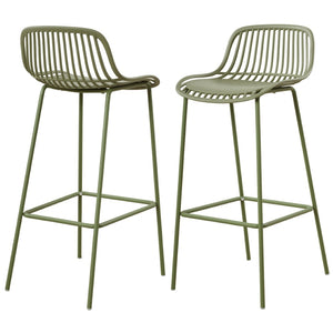 English Elm Benson Outdoor Stackable Barstools Set of 2 Uv Resistant Plastic Metal Patio Seating N776P390482G
