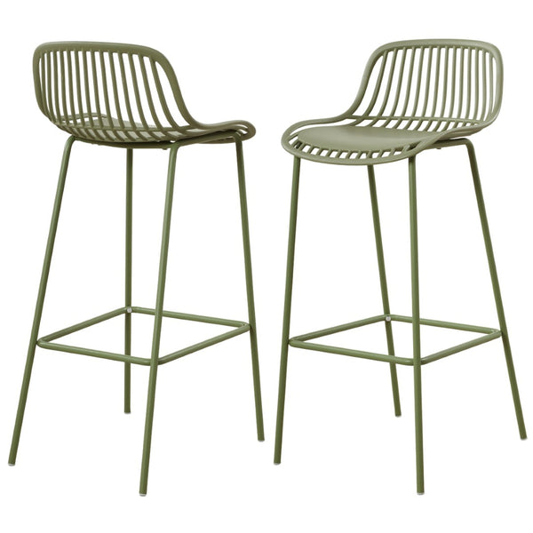 English Elm Benson Outdoor Stackable Barstools Set of 2 Uv Resistant Plastic Metal Patio Seating N776P390482G