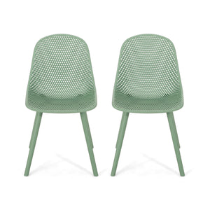 English Elm Christopher Knight Home® - POSEY Chair - Weather-Resistant Polypropylene Outdoor Dining Chair with Perforated Diamond Mesh Design for Durable Style Green 27.5 L x 21.5 W x 20.2 H 69067.00GRN